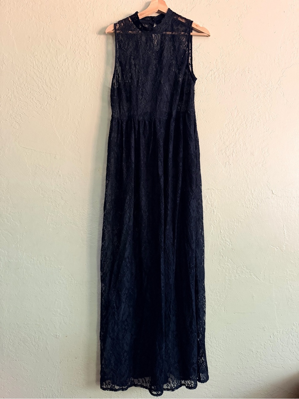 Forever 21 Black Lace High-Neck Maxi Dress on